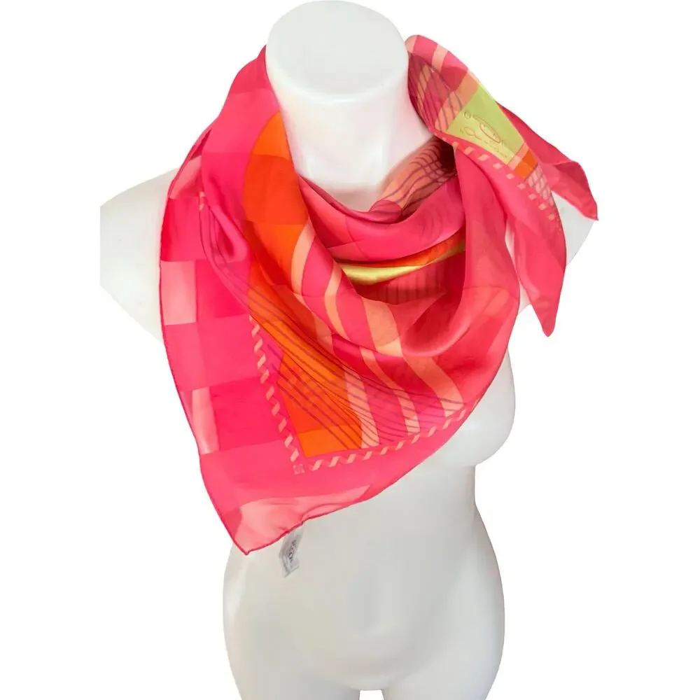 Vintage Oscar by Oscar de la Renta Silk Color Block Scarf NWOT 34x34